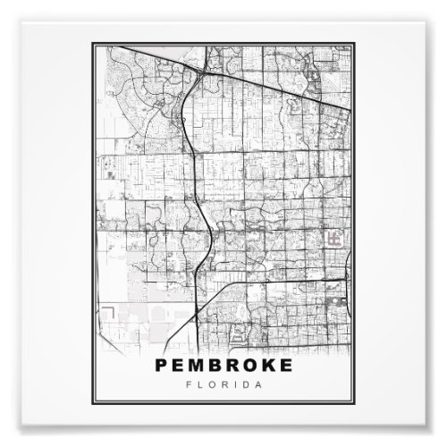 Pembroke Pines Map Photo Print