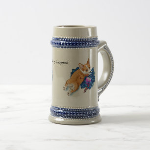 Pembroke puppy Christmas Beer Stein