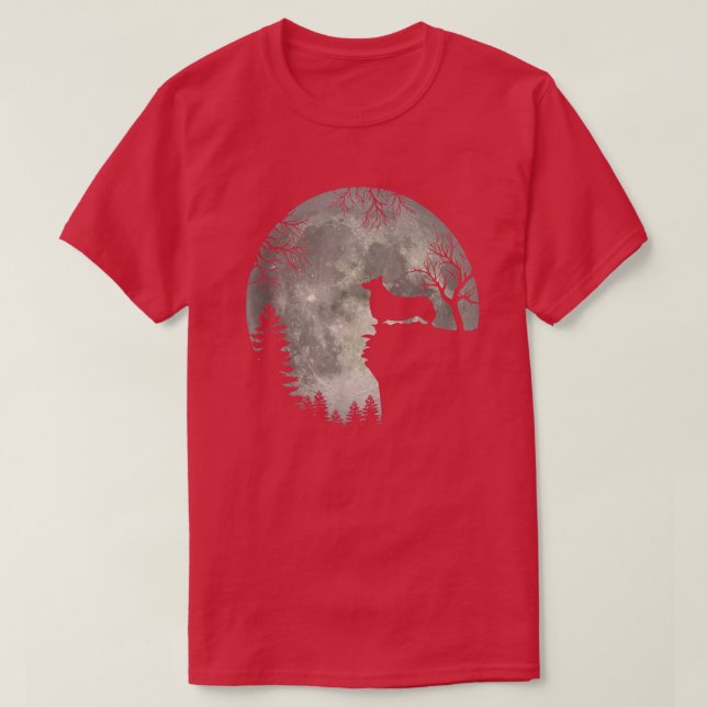 Pembroke Welsh Corgi And Moon Halloween  T-Shirt (Design Front)