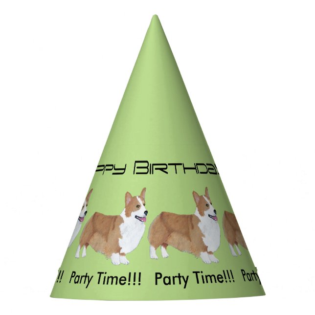 Pembroke Welsh Corgi - Birthday Party Hat (Front)