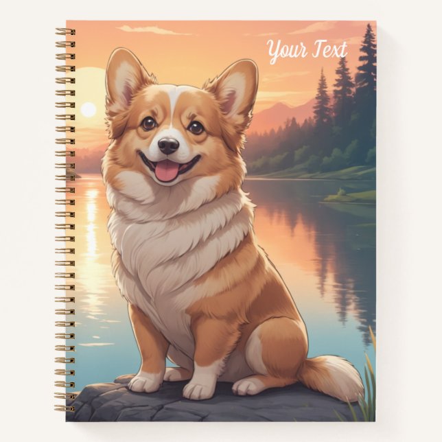 Pembroke Welsh Corgi by Lake Notebook (Front)
