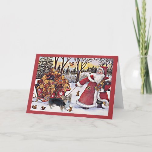 Pembroke Welsh Corgi Christmas Card Santa Bears