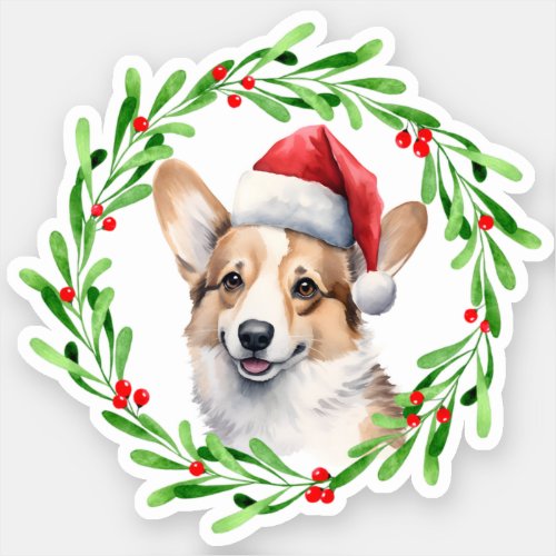 Pembroke Welsh Corgi Christmas Dog Puppy Vinyl Sticker