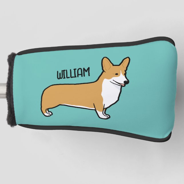Pembroke Welsh Corgi Custom Name Golf Head Cover (Front)