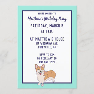 Pembroke Welsh Corgi Custom Party Invites