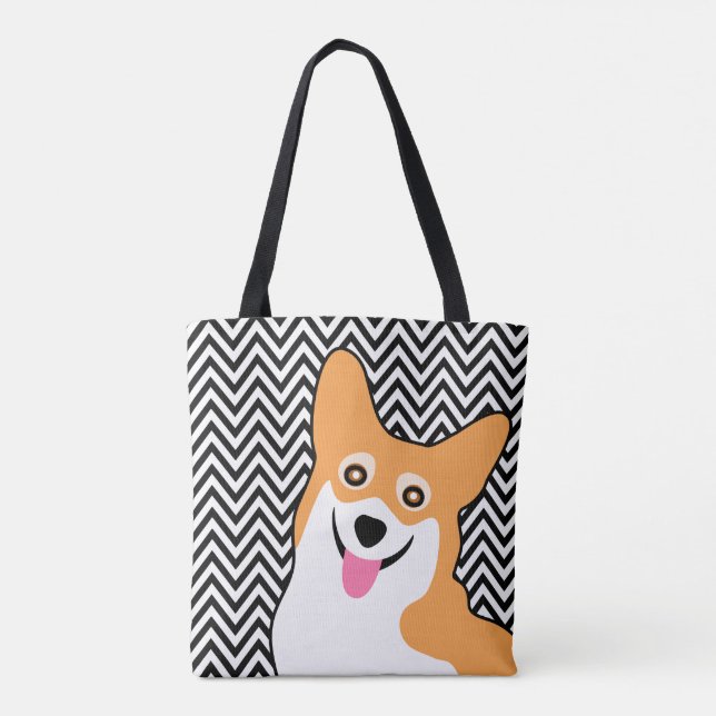 Pembroke Welsh Corgi Cute ZigZag Tote Bag (Back)