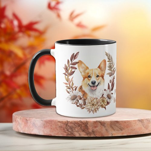 Pembroke Welsh Corgi Dog Autumn Wreath Mug