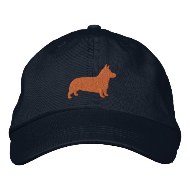 Pembroke Welsh Corgi Dog Breed Silhouette Embroidered Baseball Cap (Front)