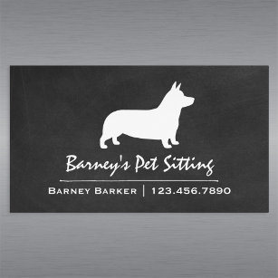 Pembroke Welsh Corgi Dog Breed Silhouette Magnetic Business Card