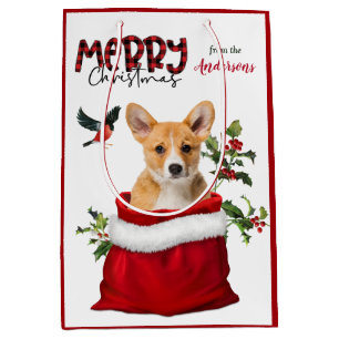 Pembroke Welsh Corgi Dog Christmas Medium Gift Bag