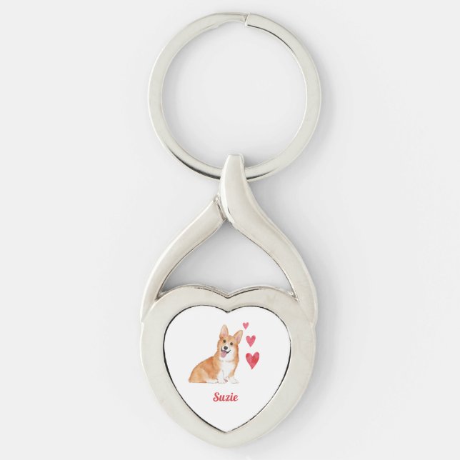 Pembroke Welsh Corgi Dog Custom Name   Keychain (Front)