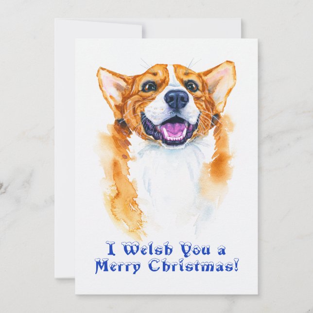 Pembroke Welsh Corgi Dog Funny Christmas Pun Holiday Card (Front)