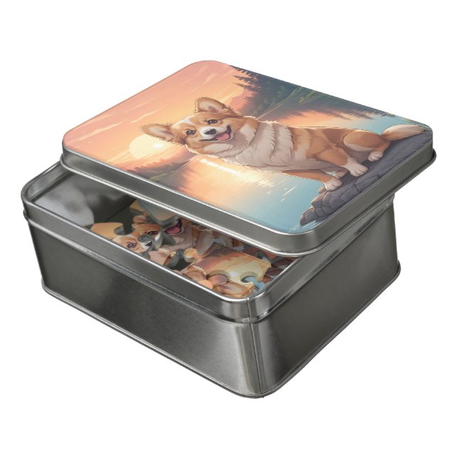 Pembroke Welsh Corgi dog Jigsaw Puzzle (Lid Open)