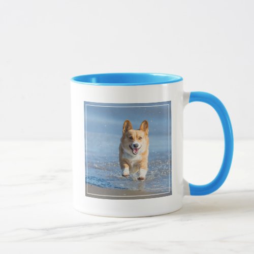 Pembroke Welsh Corgi Dog Running On The Beach Mug