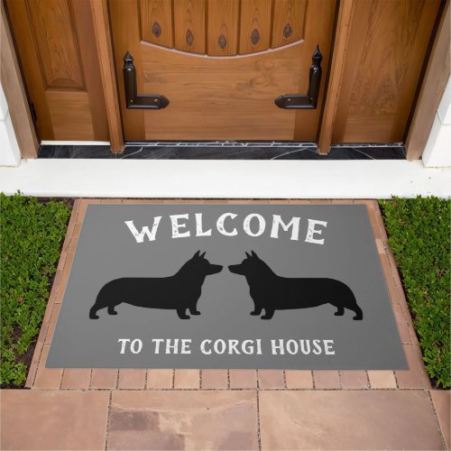 Pembroke Welsh Corgi Dog Silhouettes Custom Doormat
