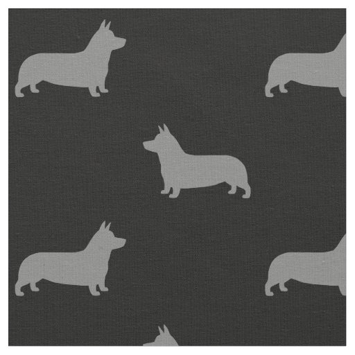 Pembroke Welsh Corgi Dog Silhouettes Pattern Fabric