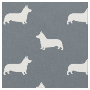 Pembroke Welsh Corgi Dog Silhouettes Pattern Fabric