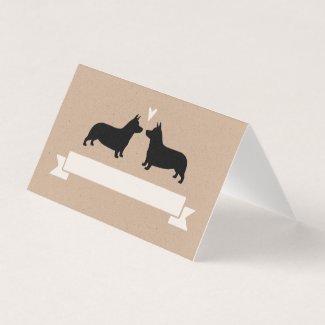 Pembroke Welsh Corgi Dog Silhouettes Wedding Place Card