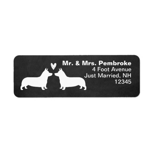 Pembroke Welsh Corgi Dog Silhouettes with Heart Label