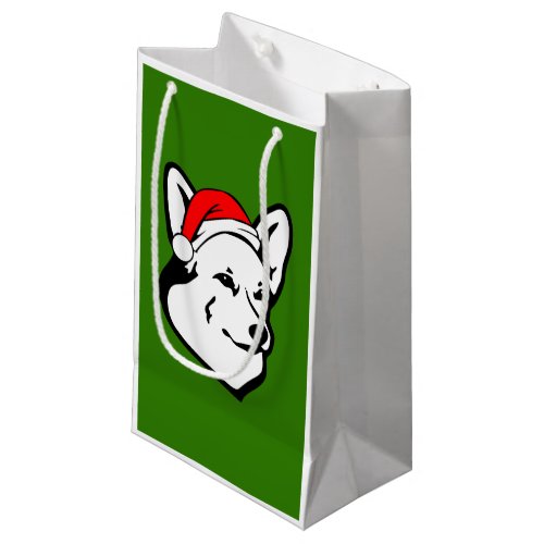Pembroke welsh Corgi Dog with Christmas Santa Hat Small Gift Bag