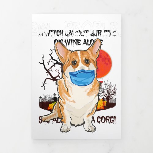 Pembroke Welsh Corgi Ew People Dog Wearing Face Ma Tri_Fold Announcement