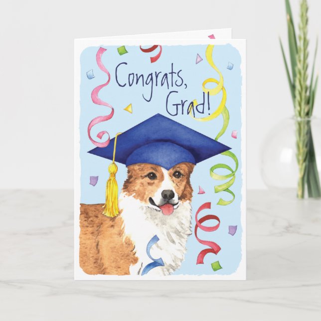 Pembroke Welsh Corgi Graduate Card (Front)