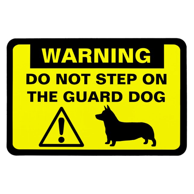 Pembroke Welsh Corgi Guard Dog Warning Humorous Magnet (Horizontal)