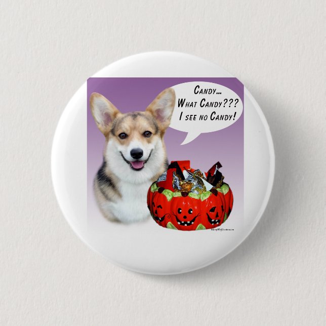 Pembroke Welsh Corgi Halloween Candy Button (Front)