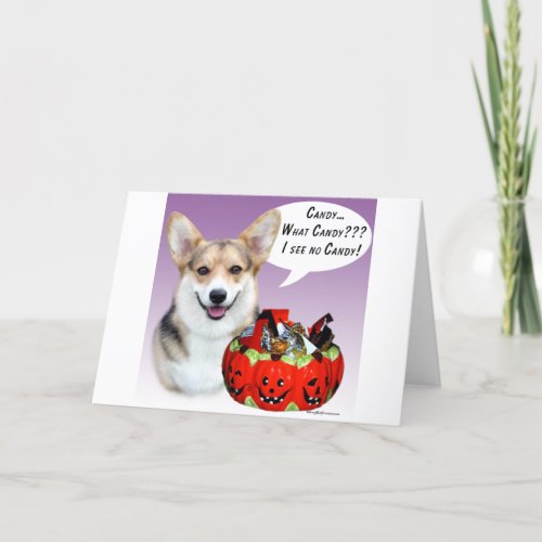 Pembroke Welsh Corgi Halloween Candy Card