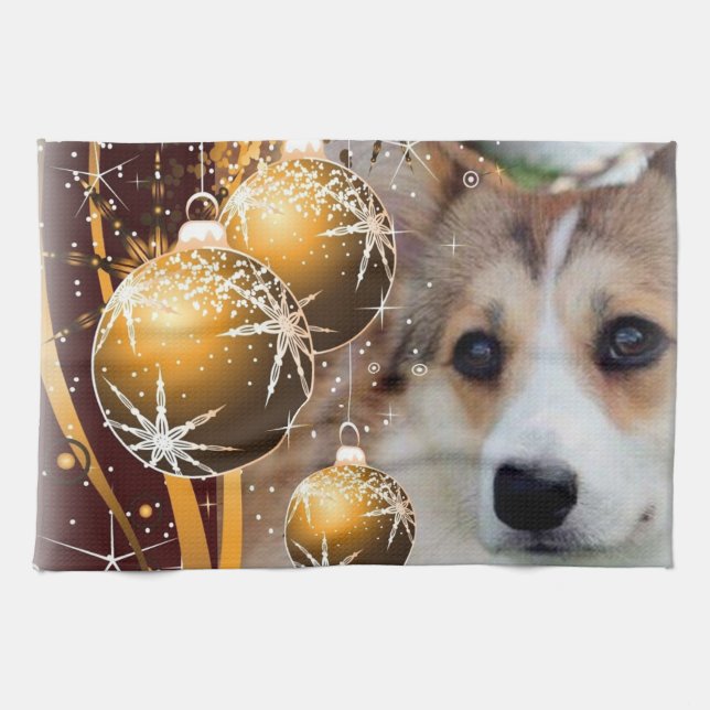 Pembroke Welsh Corgi Holiday Kitchen Towels (Horizontal)