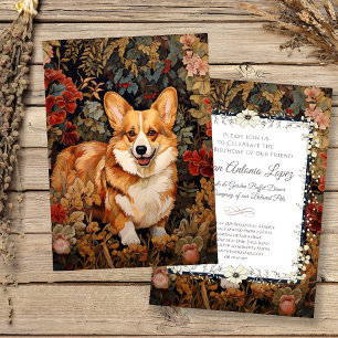 Pembroke Welsh Corgi in a Victorian Flower Garden Invitation