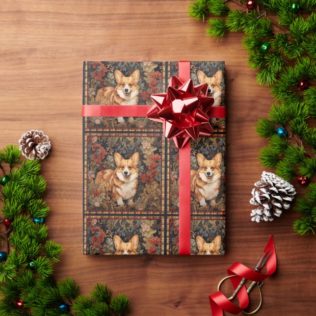 Pembroke Welsh Corgi in a Victorian Flower Garden Wrapping Paper (Holiday Gift)
