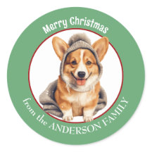 Pembroke Welsh Corgi in Winter Hat Christmas