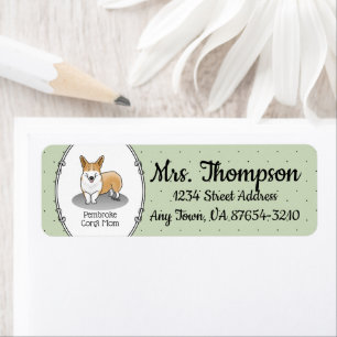 Pembroke Welsh Corgi Mom (red 1) Dog Mom Cute Label