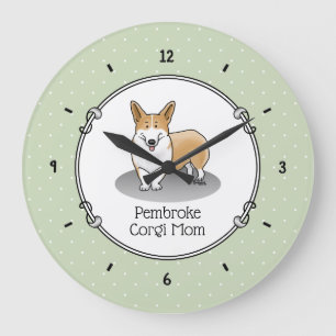 Pembroke Welsh Corgi Mom (red 1) Dog Mom Cute Large Clock