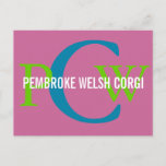 Pembroke Welsh Corgi Monogram Design Postcard