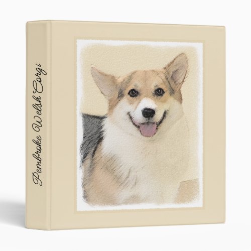 Pembroke Welsh Corgi Painting _ Original Dog Art 3 3 Ring Binder