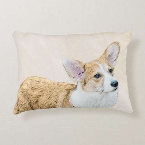 Pembroke Welsh Corgi Painting _ Original Dog Art Accent Pillow