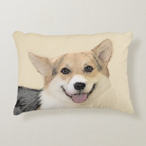 Pembroke Welsh Corgi Painting _ Original Dog Art Accent Pillow