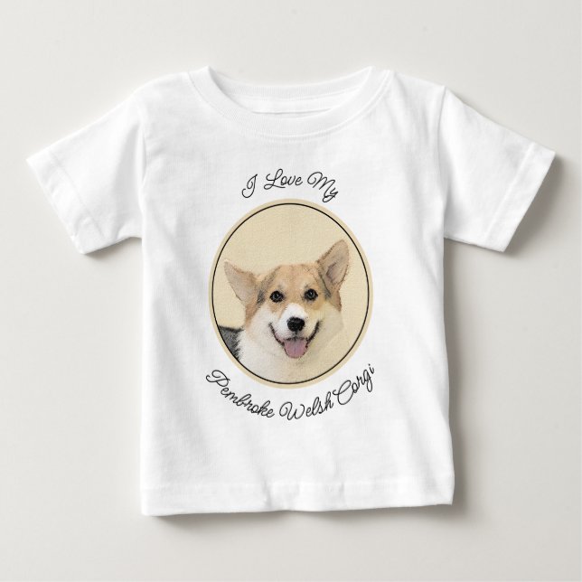 Pembroke Welsh Corgi Painting - Original Dog Art Baby T-Shirt (Front)