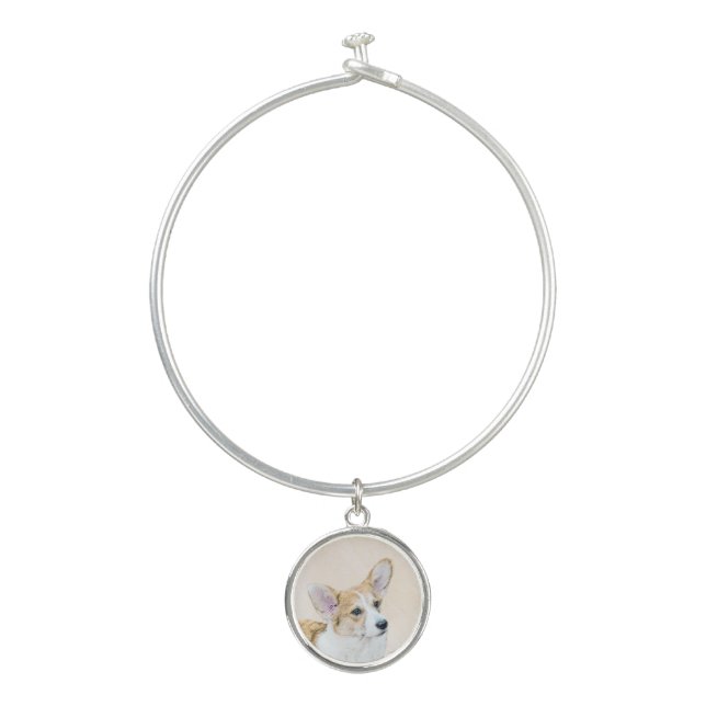 Pembroke Welsh Corgi Painting - Original Dog Art Bangle Bracelet (Front)