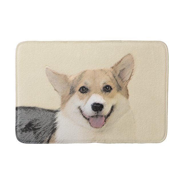 Pembroke Welsh Corgi Painting - Original Dog Art Bath Mat (Front)