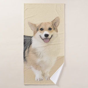 Pembroke Welsh Corgi Painting - Original Dog Art Bath Towel Set