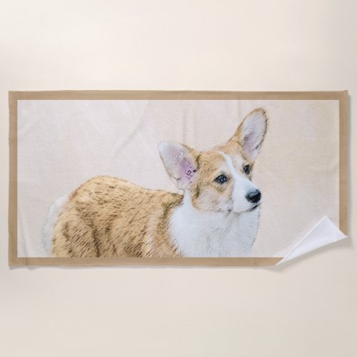 Pembroke Welsh Corgi Painting _ Original Dog Art Beach Towel