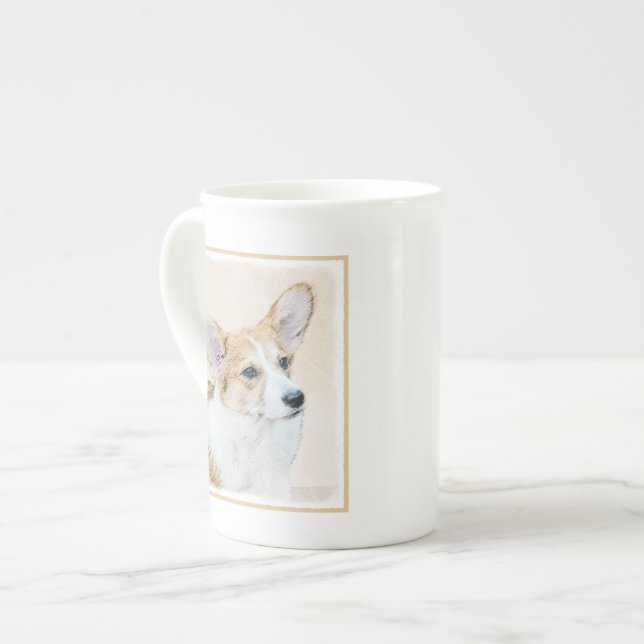 Pembroke Welsh Corgi Painting - Original Dog Art Bone China Mug (Front Left)