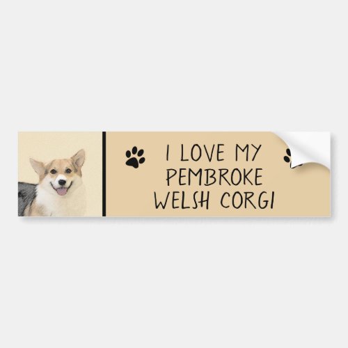 Pembroke Welsh Corgi Painting _ Original Dog Art Bumper Sticker