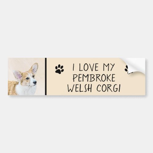Pembroke Welsh Corgi Painting _ Original Dog Art Bumper Sticker