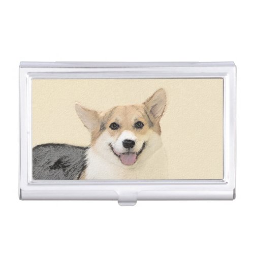 Pembroke Welsh Corgi Painting _ Original Dog Art Business Card Case