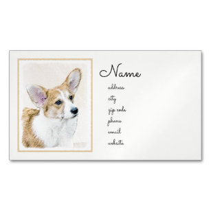 Pembroke Welsh Corgi Painting - Original Dog Art Business Card Magnet