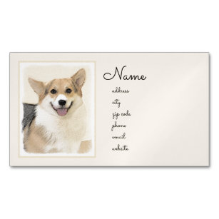 Pembroke Welsh Corgi Painting - Original Dog Art Business Card Magnet
